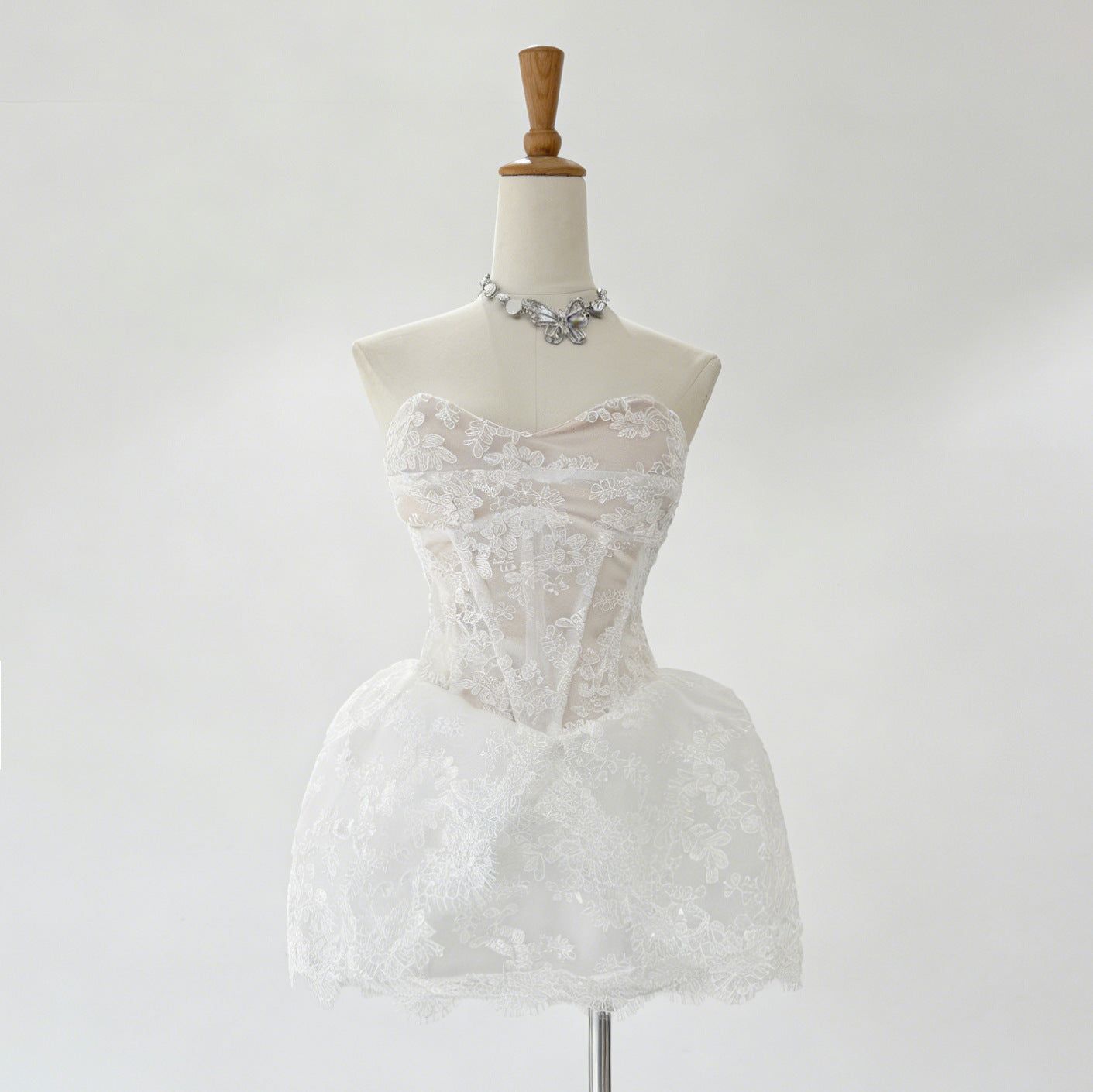 Flowering Girl Women Lace Embroidered Bandeau Sleeveless Dress