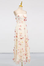 Flowering Girl Women Off-Shoulder Embroidered Maxi Dress In Apricot