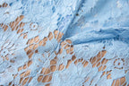 Flowering Girl Women eunice hollow pencil Lace mini Dress in blue