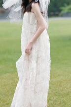 Floral Appliqué Strapless Maxi Dress