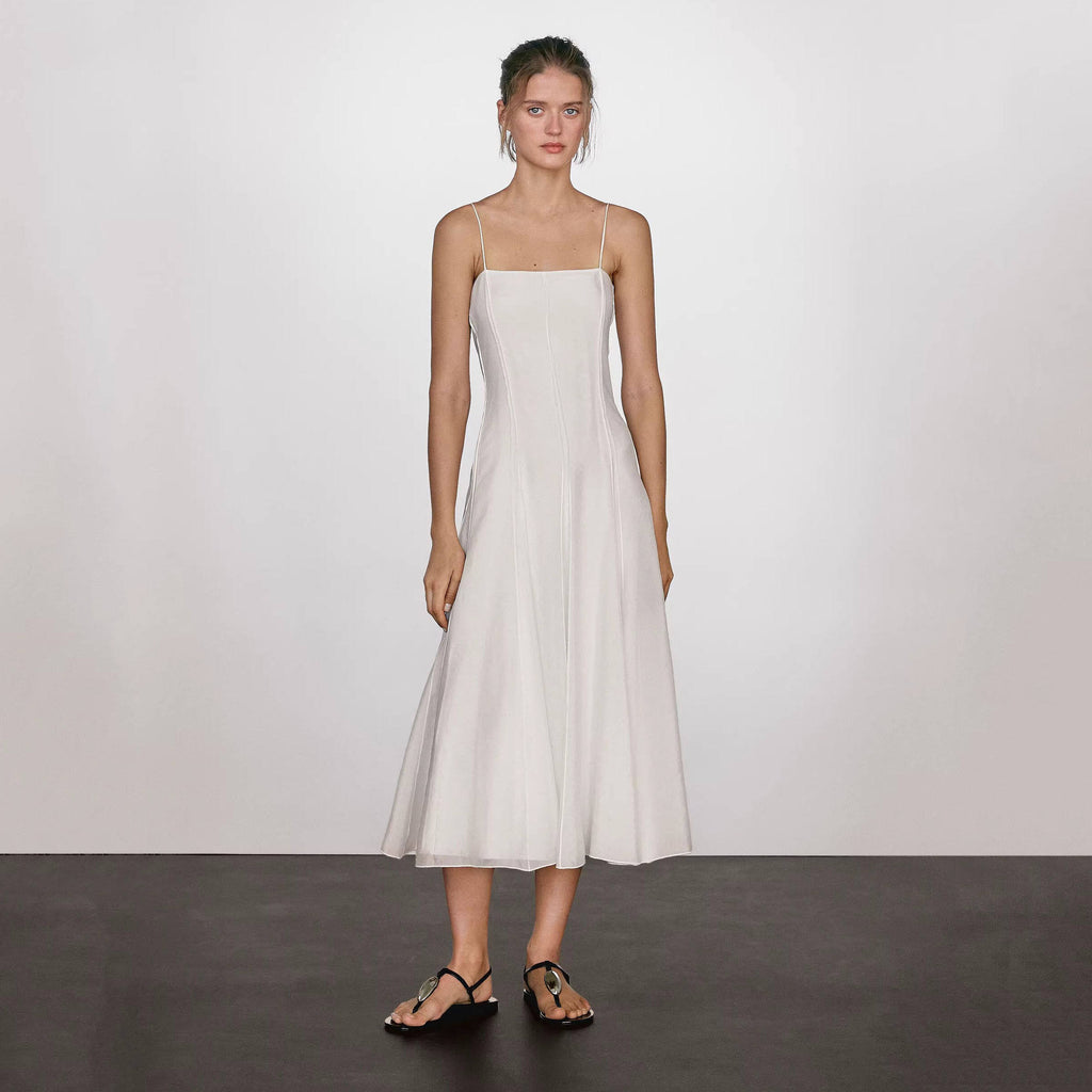 Flowering Girl Women white off-shoulder drape long slip dress