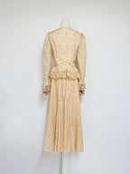 Rebecca Floral Lace Blouse & Skirt Set In Apricot