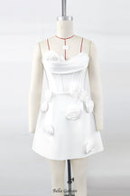 Flowering Girl Women valerie 3d flower embellished strapless mini dress in white