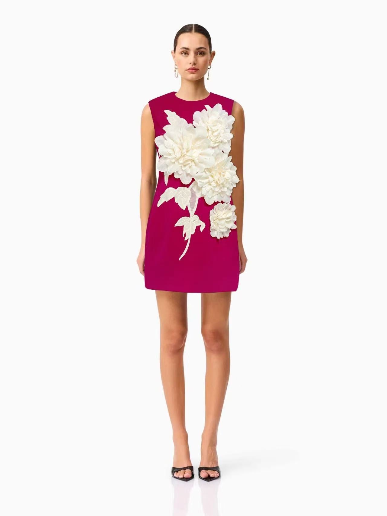 Flowering Girl Women Mandy 3d Flower Embellished Mini Dress In Black
