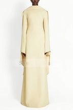 Flowering Girl Women yellow scarf nail bead flared sleeve maxi dress