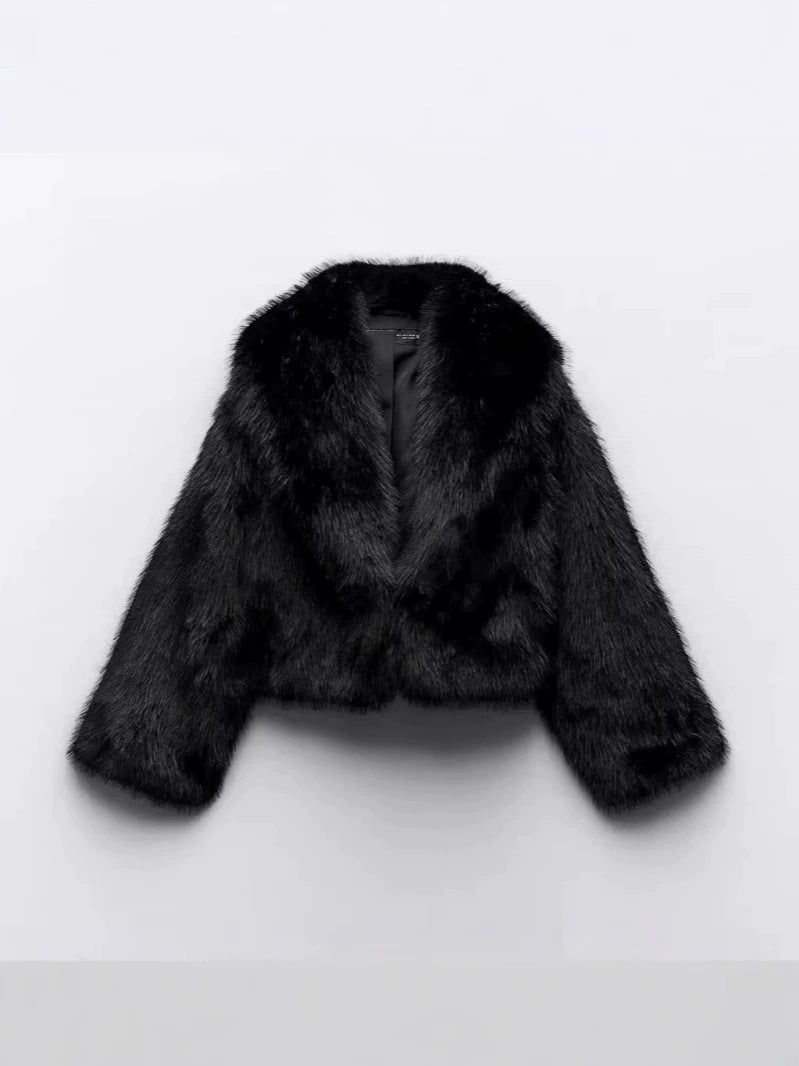 Flowering Girl Women fox fur imitation fur cropped jacket