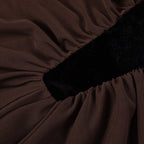Flowering Girl Women velvet mesh patchwork maxi dress in black