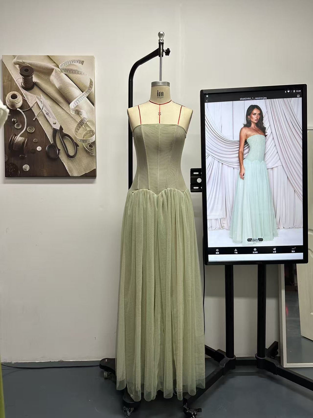 Flowering Girl Women sabrina tulle strapless maxi dress - green
