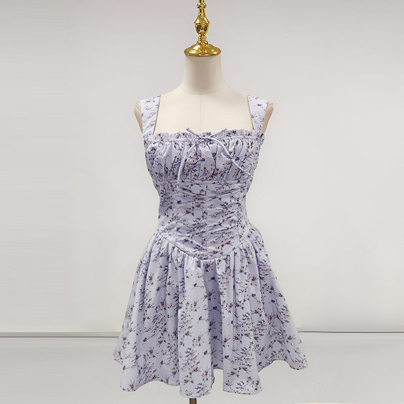 lesley blue floral print mini dress with bloomers