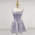 Flowering Girl Women Lesley Blue Floral Print Mini Dress With Bloomers