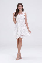 Flowering Girl Women Georgia 3d Floral Lace Mini Dress In White