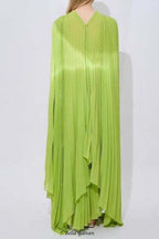 alyssa pleated grass green maxi dress