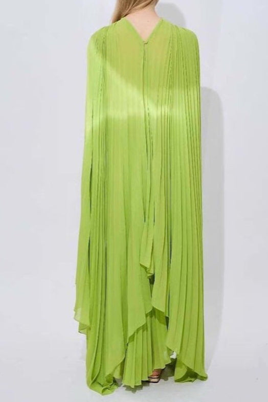 Flowering Girl Women Alyssa Pleated Grass Green Maxi Dress