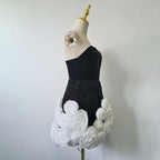 Flowering Girl Women flower-embellished-hem black strapless mini dress