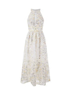 Gold Couture with Floral Embroidery Sequin Banquet Dress