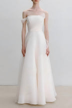 Lyuba White French Lightweight High-End Strapless Slim Fit Simple Maxi Dress