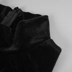 Flowering Girl Women velvet mesh patchwork maxi dress in black