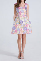Flowering Girl Women georgia 3d Floral Lace mini Dress in purple