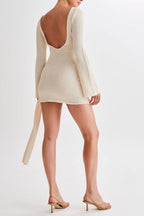 Flowering Girl Women white long sleeve knitted mini dress