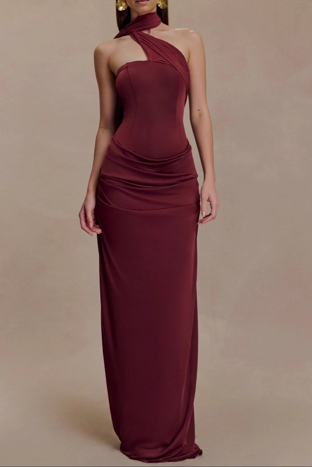 Flowering Girl Women red bandeau sloping shoulder maxi dress