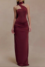 Flowering Girl Women red bandeau sloping shoulder maxi dress