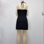 rosemary Ruffle backless Mini Dress in black