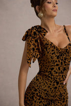 Flowering Girl Women Leopard print slip maxi dress