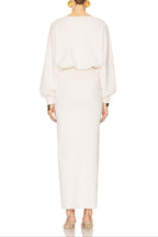 Flowering Girl Women Edith High Elastic Long Hip Maxi Dress In White