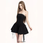 antonia back bow strapless mini dress  - black