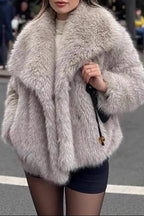 Flowering Girl Women mag lambswool thick fur coat