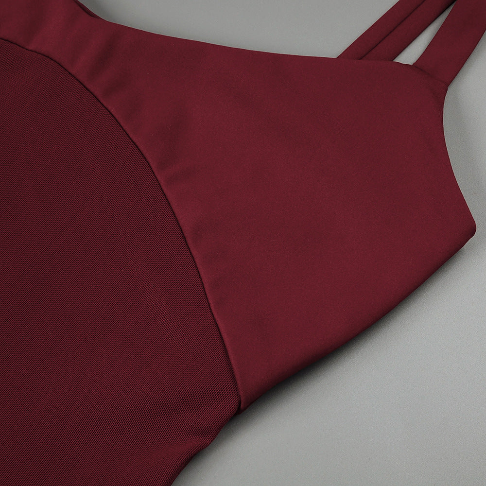 Flowering Girl Women sheer knit curve maxi dress in merlot