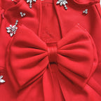 adora Sleeveless Diamond Bow Bandage Mini Dress in red