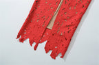 Flowering Girl Women hermosa Bow Strap Embroidered Lace Maxi Dress in red