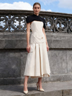 gustave Khaki Cape sleeveless irregular midi dress