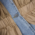 Flowering Girl Women Patchwork Ruffle Denim Tunic Coat