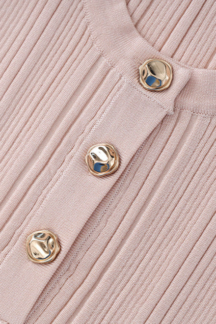 Eartha Sleeveless Knitted Dress Top Skirt Set In Apricot