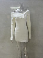 Flowering Girl Women white off-the-shoulder long-sleeved knitted dress