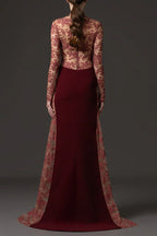 Flowering Girl Women trista Mesh embroidery patchwork maxi dress - red