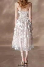 Flowering Girl Women anna crystal floral embroidery midi dress in white