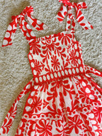 bow tie ruffled layered pleated dress