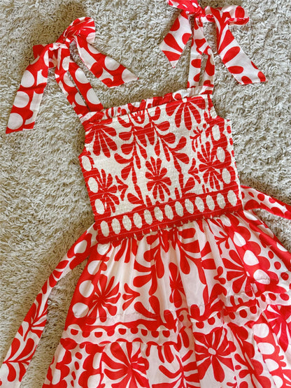 bow tie ruffled layered pleated dress