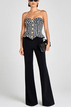 Roberta Black Check Tweed Sequin Top