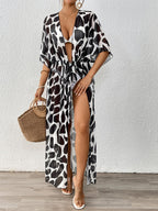 Belinda Bikini Cover-Up Cardigan Beach Loose Style——Black And White