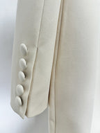 Flowering Girl Women Beaded diamond-embellished skirt blazer in beige