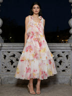 Flowering Girl Women beverly V-neck spaghetti strap chiffon maxi dress - pink