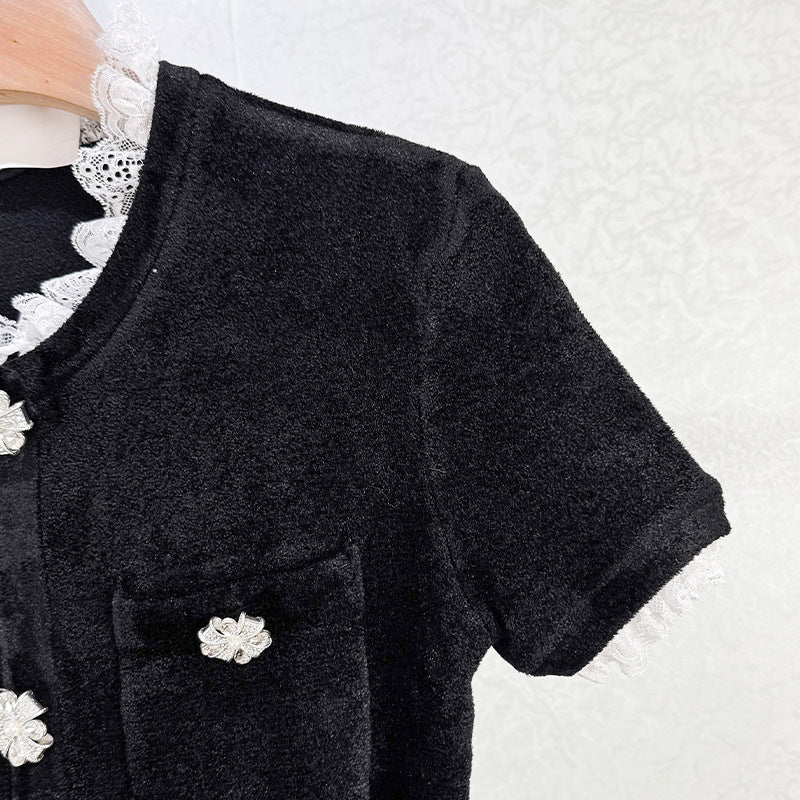 Flowering Girl Women Kama Black Chenille Knit Midi Dress