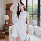 Frederica  Designer-Style Irregular, Waist-Cinching, Pleated Cocktail Mini Dress