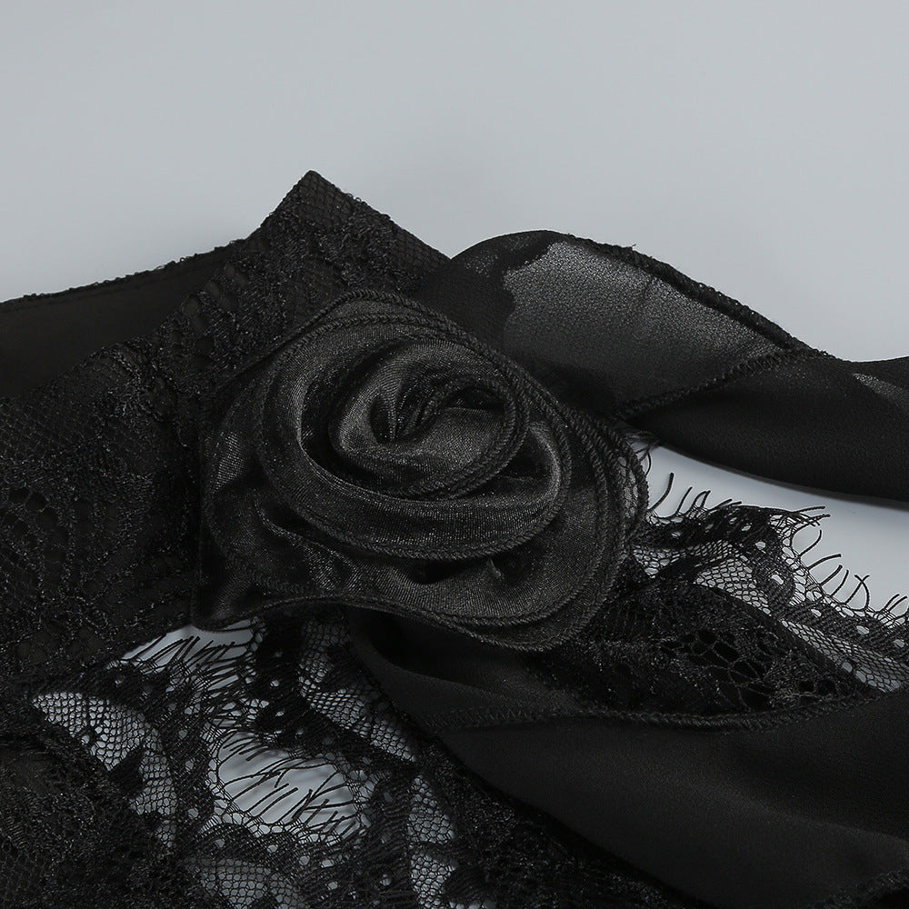 Flowering Girl Women Hulda Cotton Lace Hollow Maxi Dress In Black
