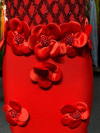 Flowering Girl Women Phoenix 3d Flower Sequin Halter Bandage Maxi Dress In Red