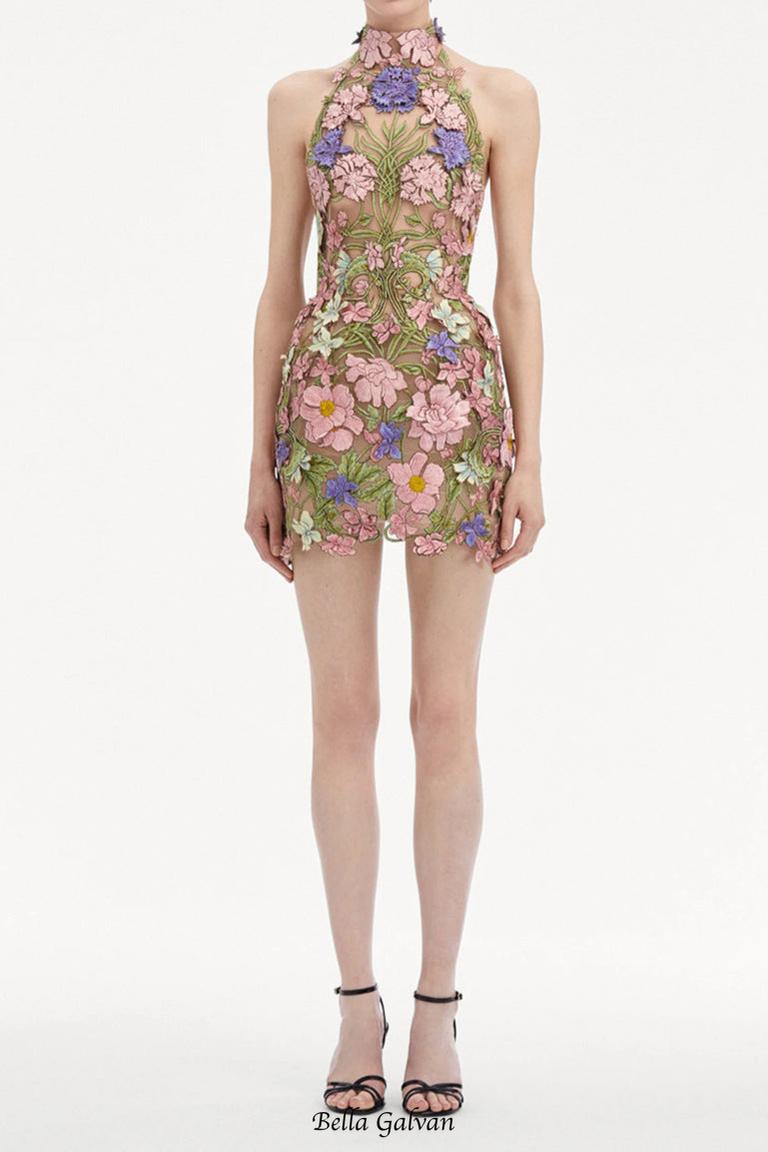 ursula floral print Halter Neck Mini Dress
